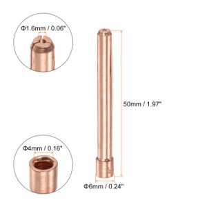 uxcell TIGコレット 1.6x50mmスタビーコレットタングステン電極 コレットチップ代替品 TIG溶接トーチシリーズ用 5個入り