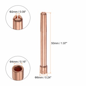 uxcell TIGコレット 2x50mmスタビーコレットタングステン電極 コレットチップ代替品 TIG溶接トーチシリーズ用 5個入り