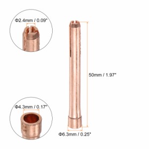 uxcell TIGコレット 2.4x50mmスタビーコレットタングステン電極 コレットチップ代替品 TIG溶接トーチシリーズ用 5個入り