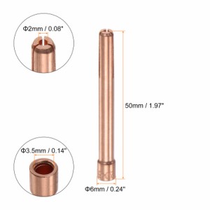 uxcell TIGコレット 2x50mmスタビーコレットタングステン電極 コレットチップ代替品 TIG溶接トーチシリーズ用 10個入り