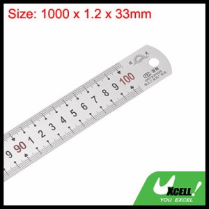 uxcell ステンレス定規 100 cm メタル定規 33 mm幅 インチとメートルスケール 直定規測定ツール