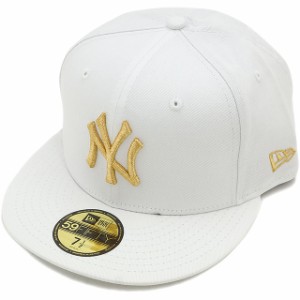 ニューエラ NEWERA キャップ MLB カスタム 59FIFTY ニューヨーク・ヤンキース ホワイト/メタリックゴールド CAP [13562231] NEW ERA