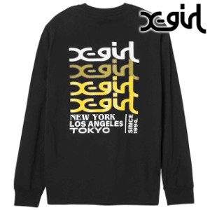 エックスガール X-girl レディース トランスペアレント ミルズロゴロングスリーブTシャツ [105234011003 HO23] TRANSPARENT MILLS LOGO L