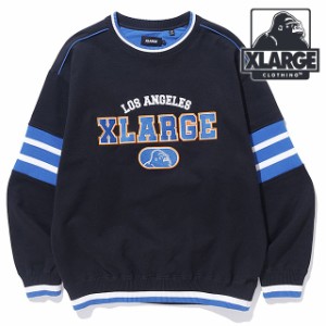 エクストララージ XLARGE メンズ ストライプドスリーブ クルーネックスウェットシャツ [101241012005 SS24] STRIPED SLEEVE CREWNECK SWE