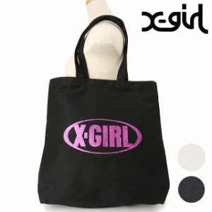 エックスガール X-girl グリターオーバルロゴ キャンバストートバッグ [105242053001 SU24] GLITTER OVAL LOGO CANVAS TOTE BAG メンズ・