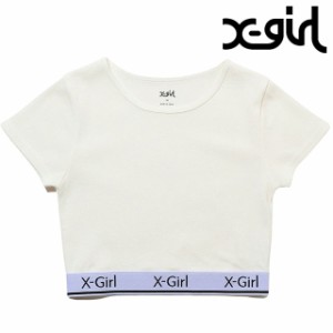 エックスガール X-girl レディース ロゴアンドストライプ クロップドショートスリーブトップ [105242013025 SU24] LOGO AND STRIPE CROPP