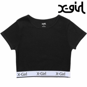 エックスガール X-girl レディース ロゴアンドストライプ クロップドショートスリーブトップ [105242013025 SU24] LOGO AND STRIPE CROPP