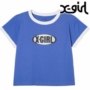 エックスガール X-girl レディース グリッターオーバルロゴ ショートスリーブ ベビーTシャツ [105242011012 SU24] GLITTER OVAL LOGO S/S