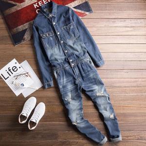 つなぎ メンズ オールインワン デニムダメージ加工 ツナギ オーバーオール おしゃれ ペインターパンツ 細身の通販はau Wowma ワウマ Lindo 商品ロットナンバー