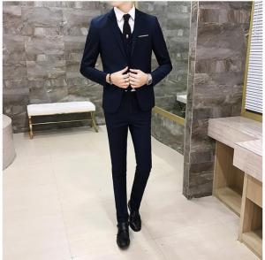 夏新作 無地 メンズスーツ スリーピース 格好いい フォーマル ビジネス