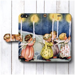 iPhone6sPlus ケース アンドロイド スマホケース 手帳型 絵画 全機種対応 ケース 人気 あいふぉん  小さな天使、蝋燭