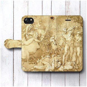 iPhone5 ケース iPhone5s アンドロイド スマホケース 手帳型 絵画 全機種対応 ケース 人気 あいふぉん  Marco Pino 戦う裸体の男性