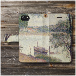 iPhone7 ケース iPhone8 スマホケース 手帳型 全機種対応 ケース おしゃれ 人気 ケース 絵画  スーラ 曇りの日のグランド ジャット島