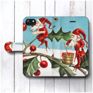 iPhone6sPlus ケース スマホケース 手帳型 あいふぉん 絵画 全機種対応 ケース 人気 ケース 丈夫 耐衝撃  ?ィンテージクリスマスカード