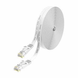 lovicool LANケーブル イーサネットケーブル CAT6準拠 ウルトラフラットケーブル やわらか 20m ホワイト アクセスポイント等に適用い