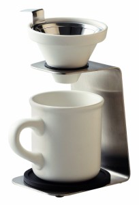 前畑 Brew Coffee(ブリューコーヒー) 一人用ドリッパー(ホワイト) 51641 マグカップ:φ8×h9cm、ドリッパー:w11×d9.5×