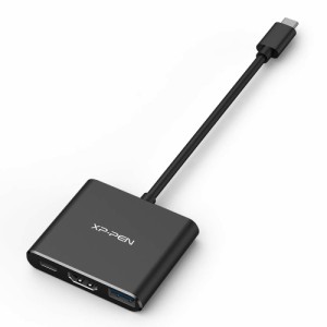 XPPen 液タブ ペンタブ 専用 多機能変換アダプタ USB Type-C to HDMI/USB 3.0/USB Type-C アダプタ ACW0