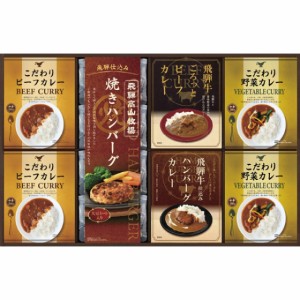 【2024 お中元 送料無料】 飛騨高山牧場 焼きハンバーグ＆こだわりカレーセット カレー ハンバーグ ギフトセット 和食 洋食 そうざい ど