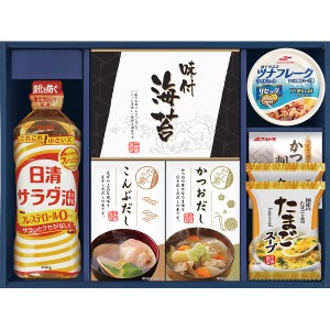 【2024 お中元 送料無料】 日清オイリオ 食卓バラエティセット 味のり サラダ油 たまごスープ かつおパック こだわり ギフトセット 内祝