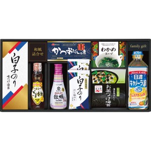 【送料無料 父の日 プレゼント】 キッコーマン しょうゆ＆白子のり食卓詰合せ わかめスープ だしの素 ヘルシーごま香油 キャノーラ油 お