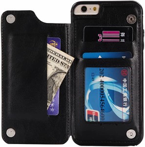 iPhone6 iPhone6s バックケース 合皮レザー TPU ケース カード収納可能 スタンド機能 財布型ケース ポケット 多機能 落下保護 ア...