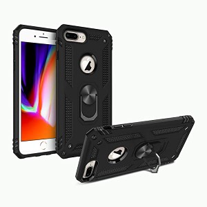 iPhone 8plus ケース 5.5インチ リング クリア 耐衝撃 全面保護 磁気カーマウントホルダー スタンド 柔らかい殻 ケース 車載ホル...