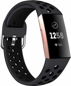 [通気型] 対応Fitbit Charge 4   3 バンド フィットビット Charge 4   3 通気性ベルト シリコン材質 簡単取付 調節可能 軽量 男 ...