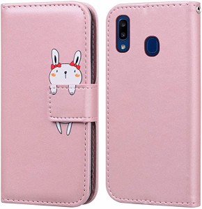 対応 Samsung Galaxy A30 ケース 手帳型 サムスン ギャラクシーA30 SCV43 au カバー 女性 人気PUレザー財布型 可愛いカバー Rabb...