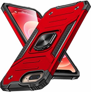 iphone8 plus ケースiphone7 plus ケースリング付き 耐衝撃 衝撃吸収 米軍MIL規格取得 レンズ保護 TPU+PC リング付き 指紋防止 ...