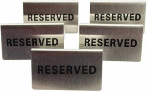 業務用 予約 席 サイン プレート RESERVED 卓上 札 ステンレス製 テーブル (5個セット)