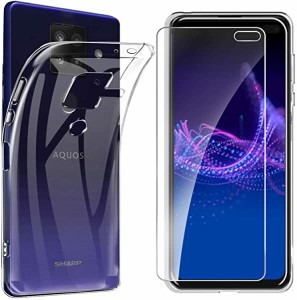 液晶ガラスフィルム1枚付き AQUOS sense4 Plusケース アクオスセンス4 Plus TPUクリアケース Aquos sense4Plusスマホケース 薄型 超軽量 