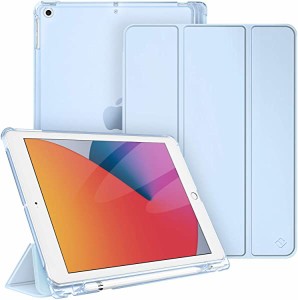 iPad 8 ケース 2020 iPad 10.2 ケース 第7世代 2019 第8世代 2020 半透明バックカバー Apple Pencil 収納可能 三つ折スタンド スリープ機