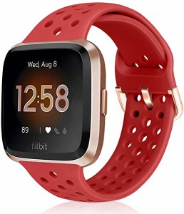 Fitbit Versa Versa 2 Lite SE バンド ベルト交換用バンド 柔らかいシリコンバンド 調整可能 多色選択 スポーツ 交換ベルド (赤) 送料無