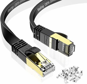 【爪折れ防止 30m】 LANケーブル CAT8 カテゴリ8 フラット 難燃性 耐候性 鍍金コネクタ RJ45 超高速 最大40Gbps 2000MHz 26AWG 二重シー