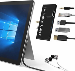 Microsoft Surface Go1 Go2 USB ハブ 7ポート サーフェス ゴー USB 3.0変換アダプター（100Mbps LANポート + 4K HDMI ポート + Type Cポ