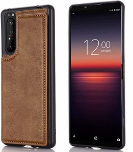 背面カード 手帳型ケース Xperia 10 iii docomo SO-52B au SOG04 対応 SONY スマホ バックカバー ケース 手帳型 (ブラウン) 手作り 財布