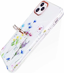 【 耐衝撃 】 iPhone11Pro Max ケース リング付き クリアケース 花柄 かわいい フラワー おしゃれ キャラクター 女性人気 スマホケース 