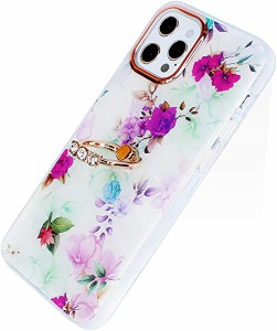 【 耐衝撃 】 iPhone12 Pro Max ケース リング付き 花柄 かわいい フラワー おしゃれ キャラクター 女性人気 スマホケース 携帯カバー iP
