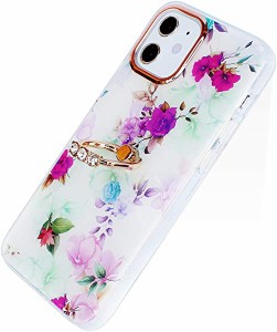 【 耐衝撃 】 iPhone11 ケース リング付き 花柄 かわいい フラワー おしゃれ キャラクター 女性人気 スマホケース 携帯カバー カバー (iP