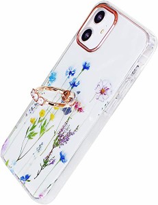 【 耐衝撃 】 iPhone12 ケース iPhone12Pro ケース リング付き クリア 透明 花柄 かわいい フラワー キャラクター 女性人気 スマホケース