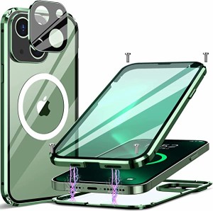 【 耐衝撃 】 iPhone13 ケース クリア ネジ固定式+磁気吸着 両面強化ガラス 360°全面保護 一体型レンズ保護 MagSafe対応 ワイヤレス充電