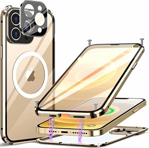 【 耐衝撃 】 iPhone 12 Pro ケース クリア ネジ固定式+磁気吸着 両面強化ガラス 360°全面保護 一体型レンズ保護 MagSafe対応 ワイヤレ