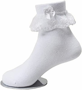 子供 レース ソックス リボン 靴下 こども 靴下通販 女の子 キッズ 靴下 フォーマルソックス (19-22cm) 白 送料無料