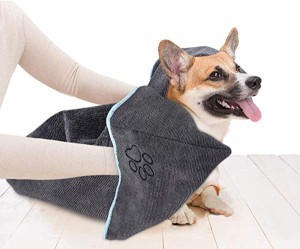 マイクロ ファイバー 超吸水 ペット用 タオル 犬 猫 体拭き タオル 40cmx100cm グレー 送料無料