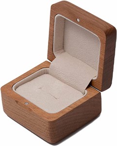 リングケース ミニ 指輪ケース 木製 プロポーズ シンプル 高級 おしゃれ ギフトボックス 小さい 持ち運び 携帯用 (ブラックチェリー, 1個