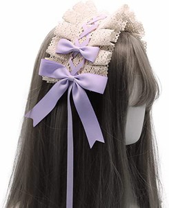 ヘッドドレス ロリータ 髪飾り ゴスロリ ヘアアクセサリー カチューシャ レース リボン 蝶結び かわいい キュート メイドカフェ lolita 