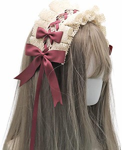 ヘッドドレス ロリータ 髪飾り ゴスロリ ヘアアクセサリー カチューシャ レース リボン 蝶結び かわいい キュート メイドカフェ lolita 