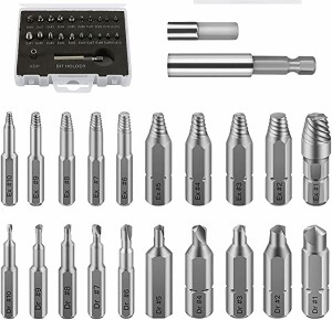 ネジ外し ビット 舐めた [22本セット] ネジ外しセット 折れたボルト抜き ドリルビット 潰れたネジ取り ビス頭抜く専用工具 ネジ山補修キ