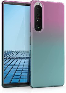 Sony Xperia 1 III ケース シリコン スマホカバー 心はずむ グラデーション 薄型 携帯ケース...(ダークピンク 青色 透明) 送料無料