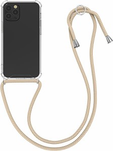 iPhone 12 12 Pro ケース スマホショルダー 携帯ストラップ付 スマホケース 斜めがけ 首掛け 落下防止 TPU...(透明 ゴールド) 送料無料